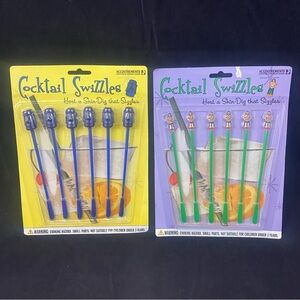 2 packs Tiki Cocktail Swizzle Sticks Hula Girls & Easter Island Head Stirrers